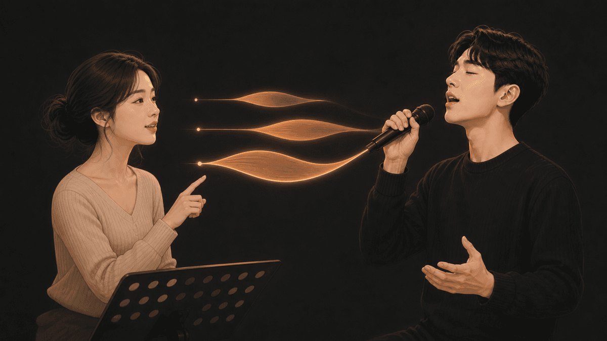 들이마신 숨의 양과 폐 안 공기 부피, 시간에 따른 기류를 세 칸으로 비교한 그림