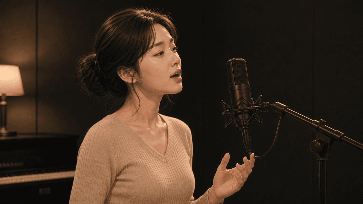 음 발음에서 아 모음으로 바꾸며 노래하는 한국인 성인 수강생