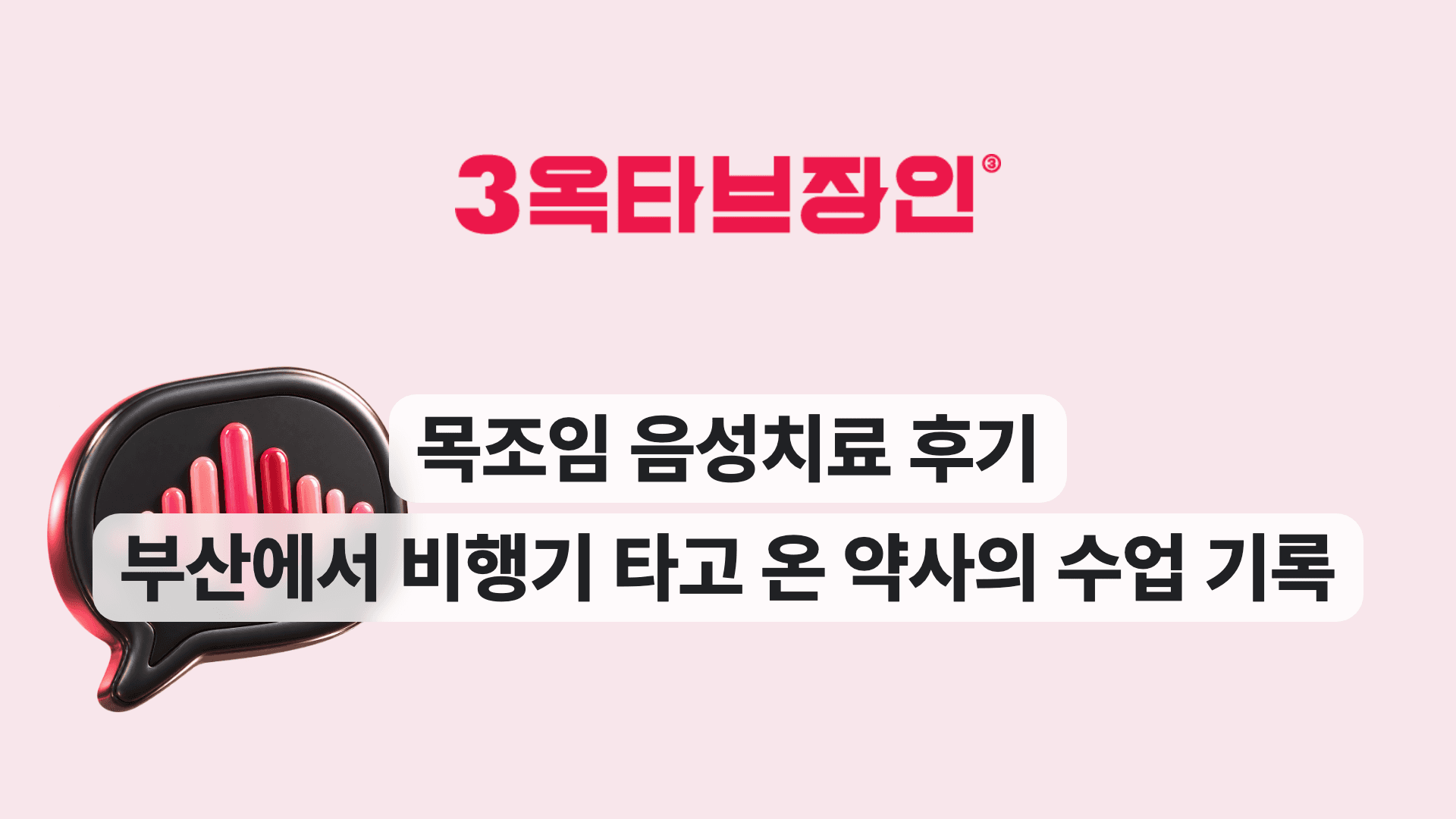 목조임 음성치료 후기 부산에서 비행기 타고 온 약사의 수업 기록