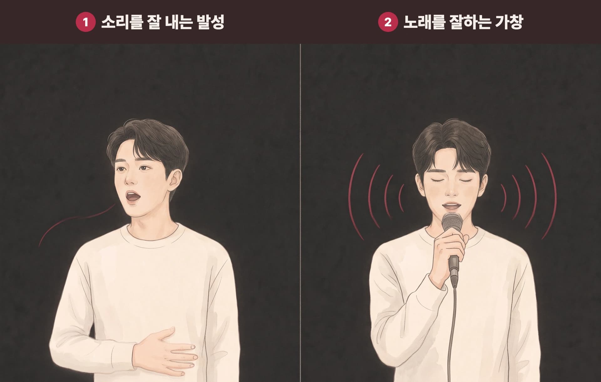 트레이너의 발성 설명을 듣는 수강생