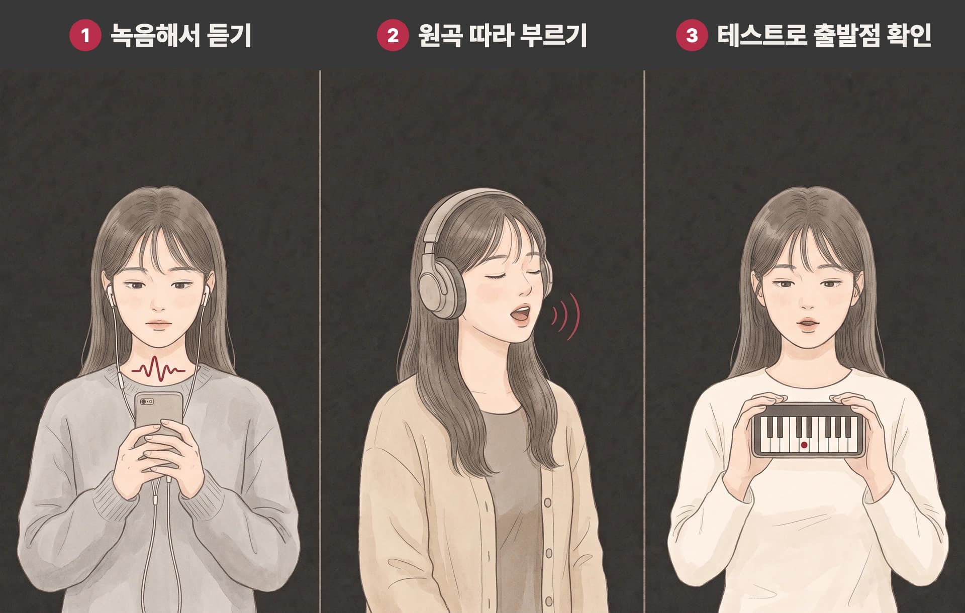 노래 연습과 소리 확인