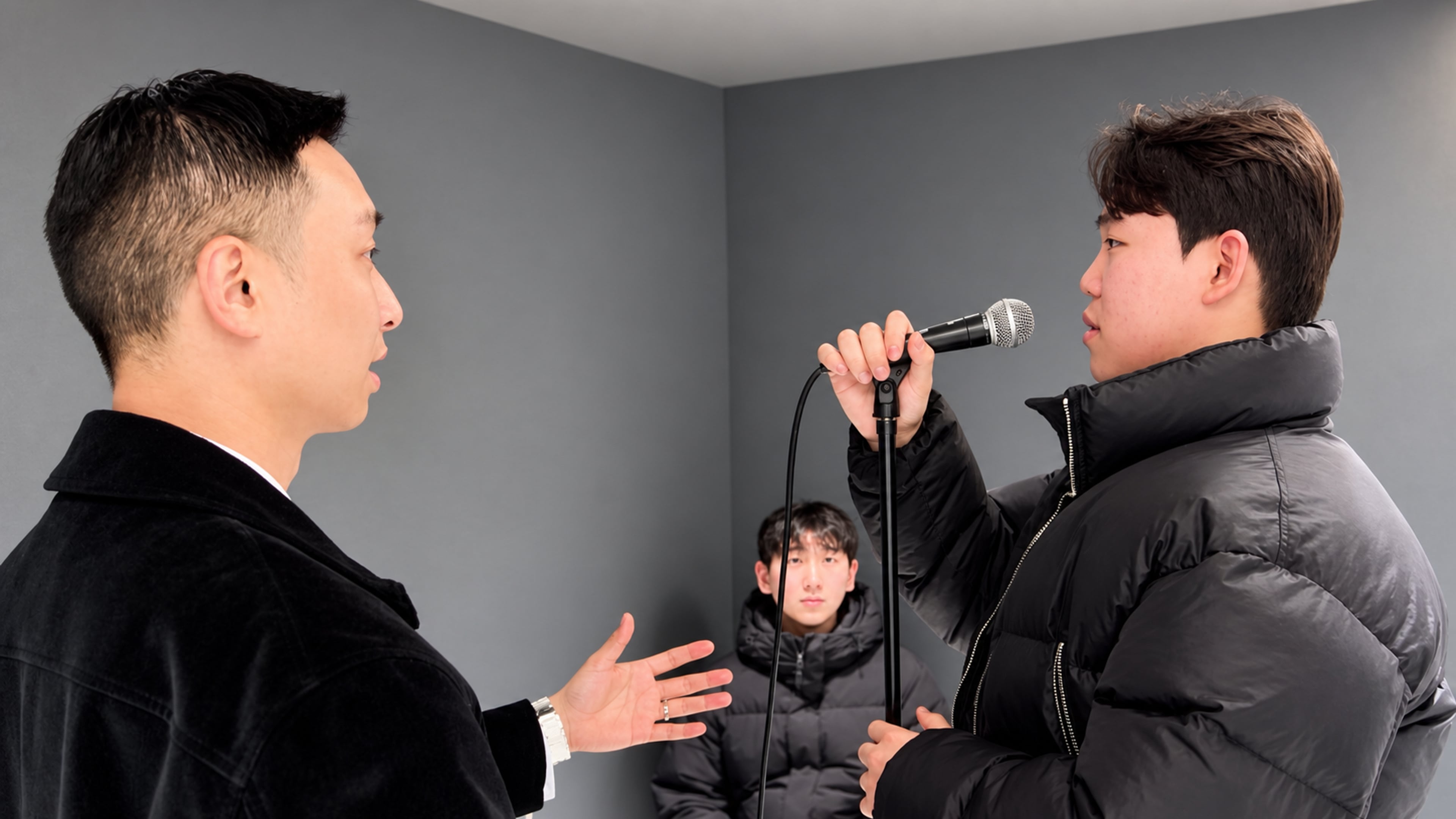 심화 보컬 수업을 지도하는 강사와 수강생의 모습